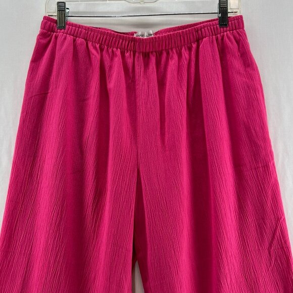 Drapers & Damons Crinkle Pull On Pants Size PM Elastic Waist High Rise Hot Pink - Picture 3 of 10